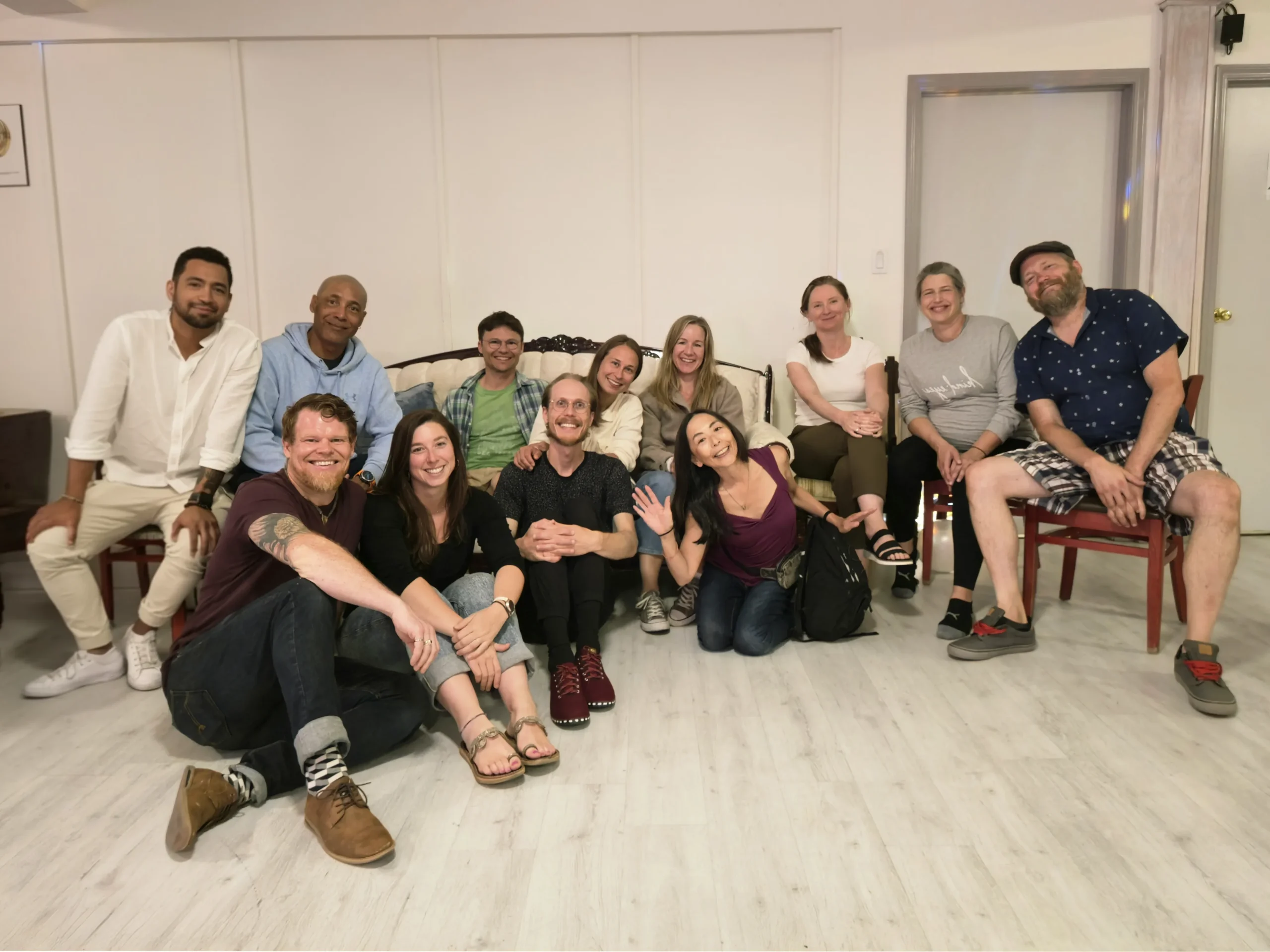 Dancers spending liesure time together at a social gathering.
